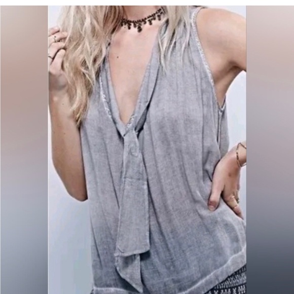 Free People Tops - - Free People “ forget  me not “ distressed tank size small